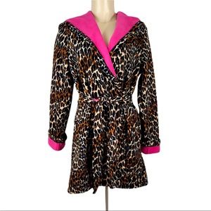 Betsey Johnson Leopard Print Robe with Hood.